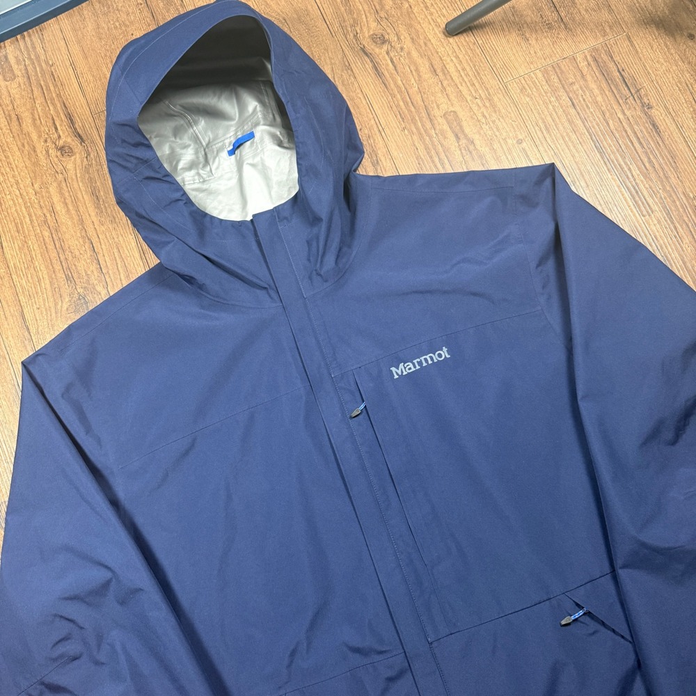 Marmot Minimalist GORE-TEX Rain Jacket Mens XXL Navy Blue Waterproof Zip Hooded